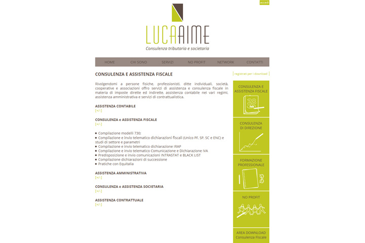 pagina interna sito Luca Aime