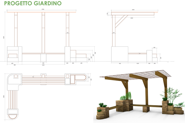 specifiche tecniche e render del progetto Giardino